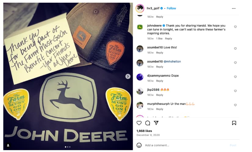 social media customer service instagram john deere example